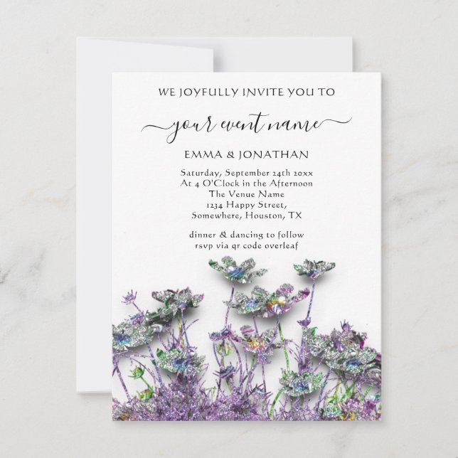 Carte Budget QR CODE Floral Meadow Purple (Devant)