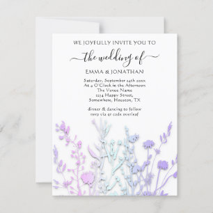 Carte Budget QR CODE Floral Meadow White Purple Pastels
