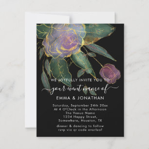 Carte Budget QR Code Marsala Gold Flowers Noir