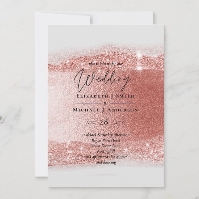 Carte Budget Rose Parties scintillant or  Foil Look Mari (Devant)