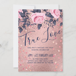 Carte BUDGET Rosegold Bleu rose MARIAGE Fille Glam