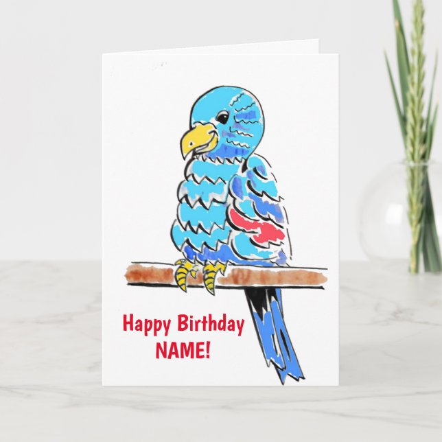 Carte Budgie Colorful Anniversaire (Devant)