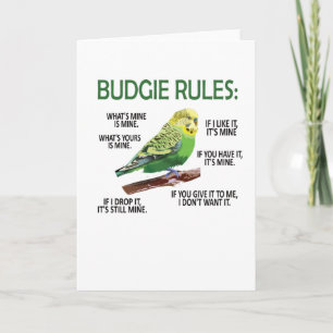 Carte Budgie Propriétaire Budgie Lover Parakeet Bird Bud