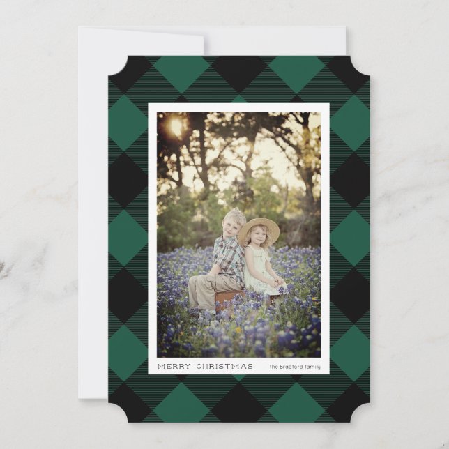 Carte Buffalo Check on Dark Turquoise Photo Holiday (Devant)