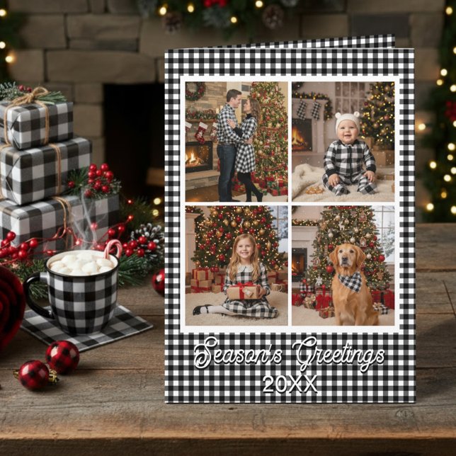 Carte Buffalo noir et blanc plaqué Nom et texte personna (Créateur téléchargé)