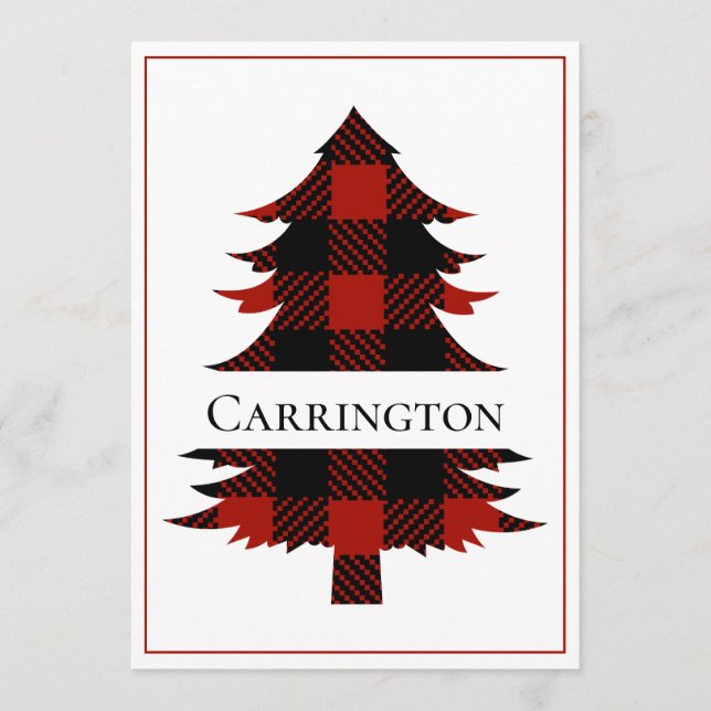 Carte Buffalo Plaid Joyeux Noël Rustique Simple (Devant)