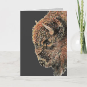 Carte Buffle, Bison, Aquarelle Animal Vieille Âge Annive