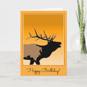 Carte Bugling Elk at Sunset - Art original de la faune