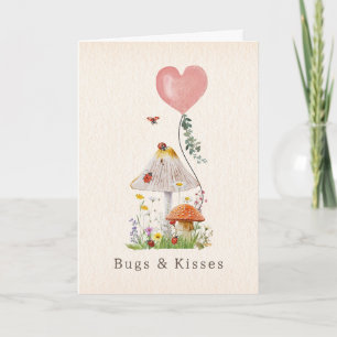 Carte Bugs & Baisers Ladybugs Champignons Valentine