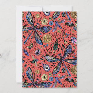 Carte Bugs de Doodle sur corail rouge