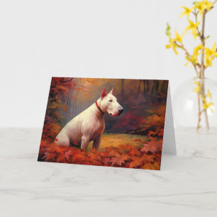 Carte Bull Terrier à l'automne Leaves automne Inspire
