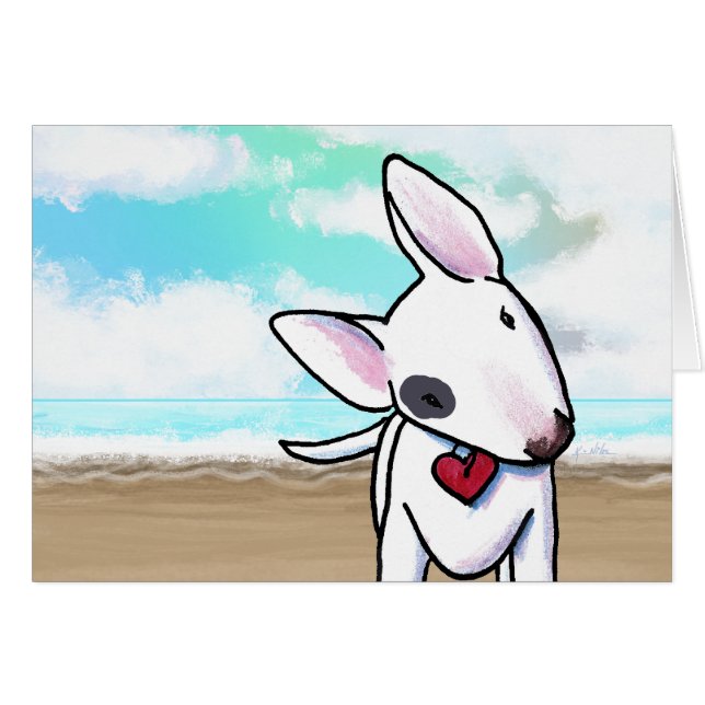 Carte Bull Terrier Beachy Cute Note (Devant Horizontal)