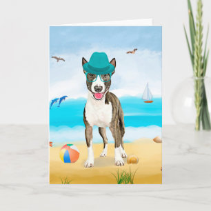 Carte Bull Terrier Dog sur la plage