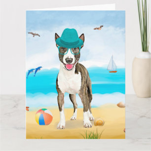 Carte Bull Terrier Dog sur la plage