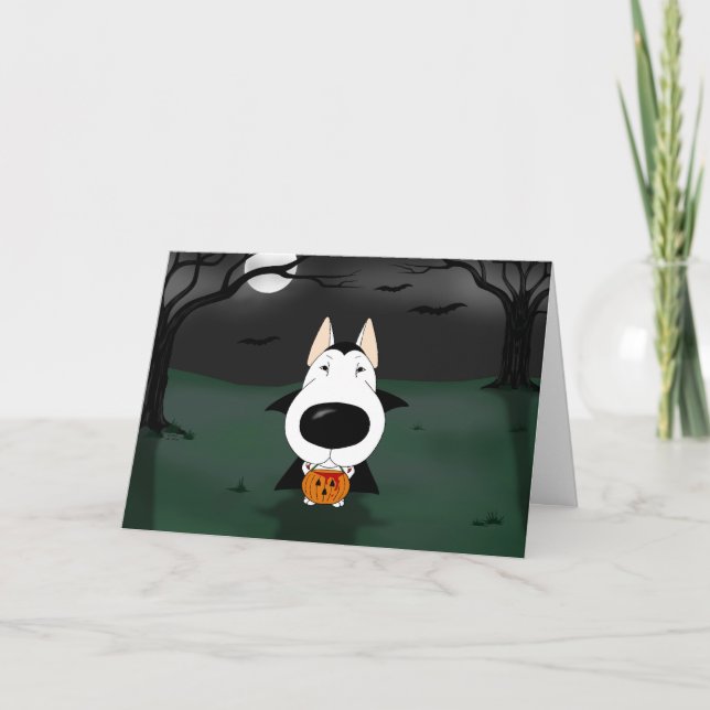 Carte Bull Terrier Halloween Vampire (Devant)