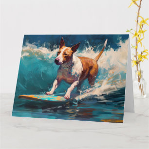 Carte Bull Terrier Plage Surf Peinture