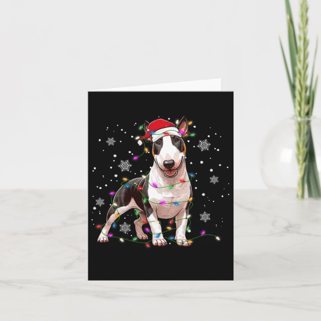 Carte Bull Terrier Sweat de Noël Chien Xmas Lumières Tre (Devant)