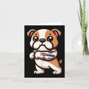 Carte Bulldog anglais J'aime grand-mère drôle chien tato
