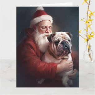 Carte Bulldog avec Noël Festif du Père Noël