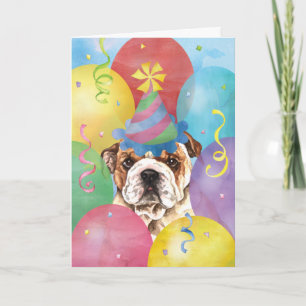 Carte Bulldog Birday Balloons