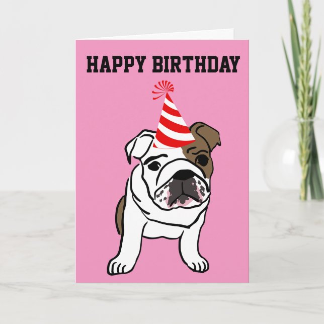 CARTE BULLDOG CUTE FUNNY BANTHDAN CARD (Devant)