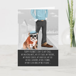 Carte Bulldog de la Fête des pères de chien drôle
