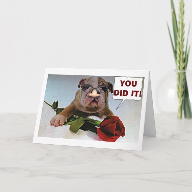 CARTE BULLDOG DIT "VOIR" ET "FÉLICITATIONS" (Devant)