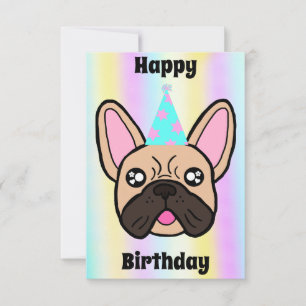 Carte Bulldog française d'anniversaire joyeuse per