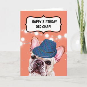 Carte Bulldog portant plaid casquette britannique vieux 