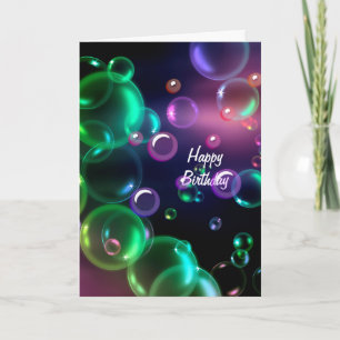 Carte Bulles D'Anniversaire Iridescendantes Sur Noir