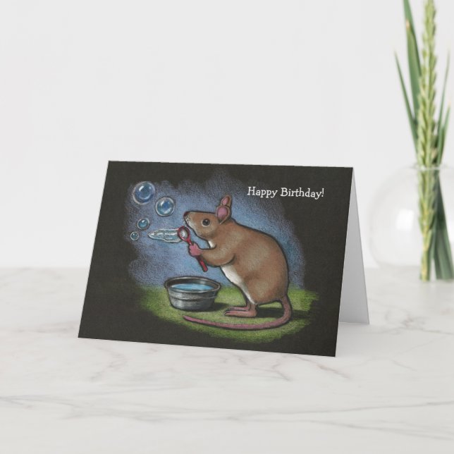 Carte Bulles de soufflage de la souris : Crayon couleur  (Devant)