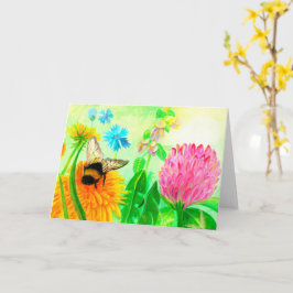 Carte Bumblebebe sur le pandelion Anniversaire