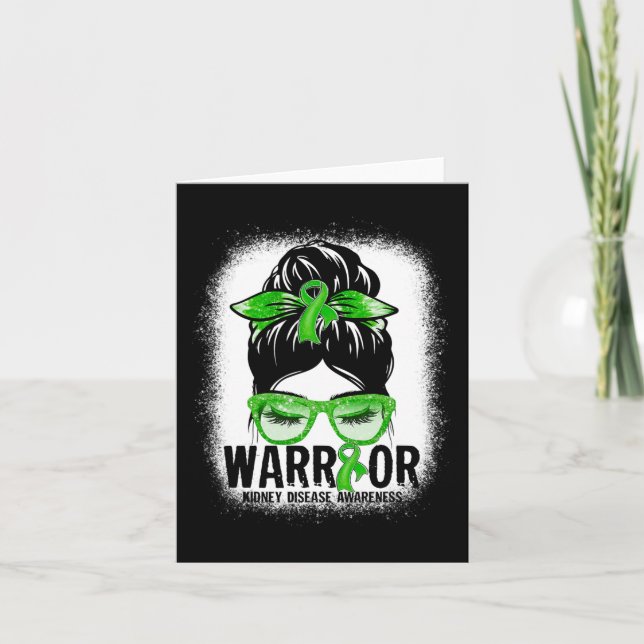 Carte Bun Leopard Green Ribbon Maladie du rein Guerrier  (Devant)