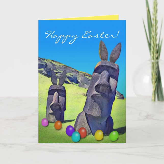 Carte Bunnies D'Île De Pâques Drôle Avec Oeufs De Pâques (Devant)