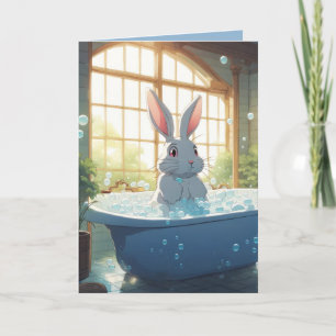 Carte Bunny Anniversaire Dans Bain À Bulle