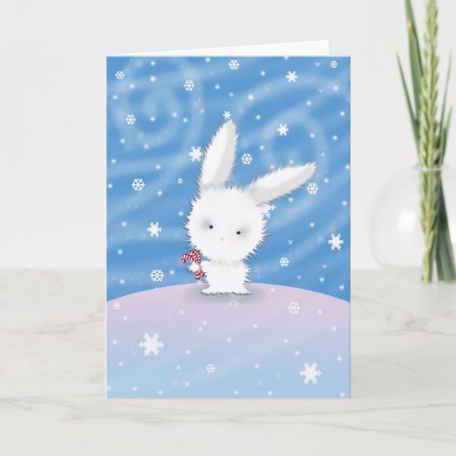 Carte Bunny de Noël Lapin neigeux (Devant)