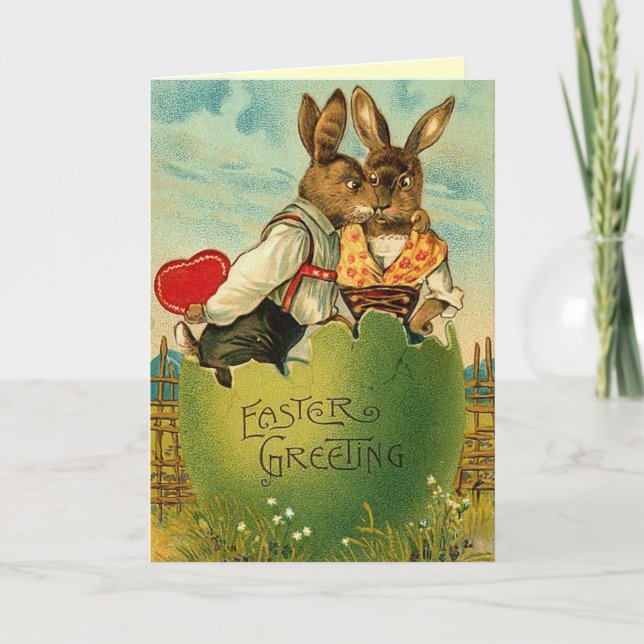Carte Bunny de Pâques antique (Devant)