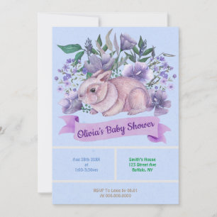 Carte Bunny de Pâques Florales violettes Baby showers In