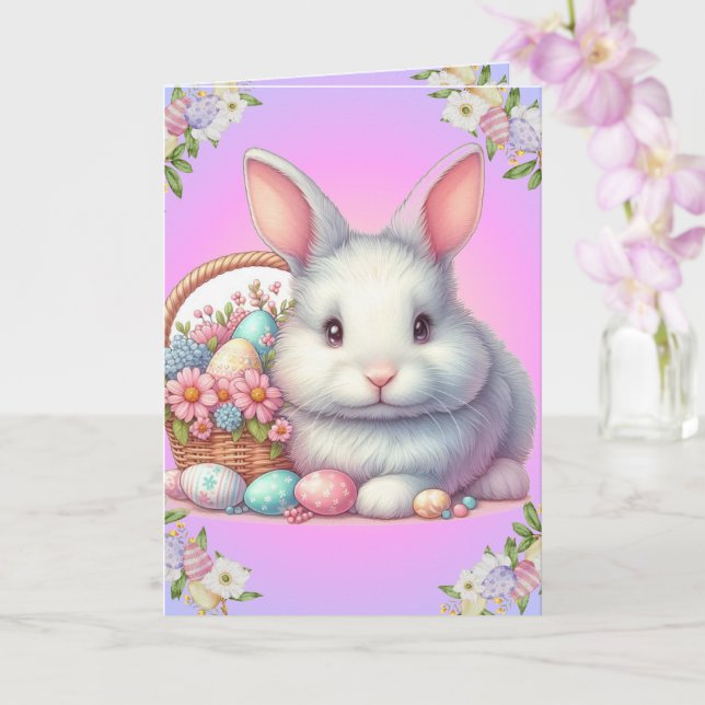 Carte Bunny de Pâques Pretty Pastel (Orchidée)