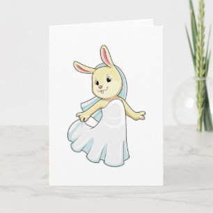 Carte Bunny en mariage avec Voile