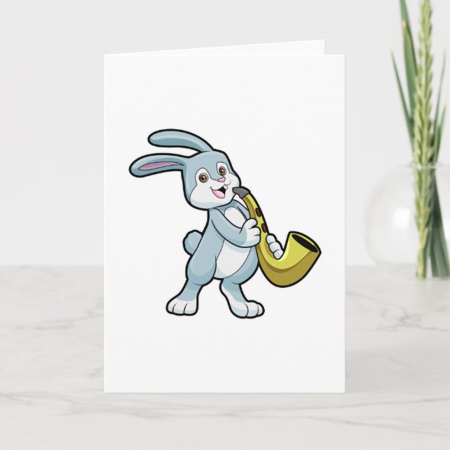 Carte Bunny en musique avec saxophone (Devant)