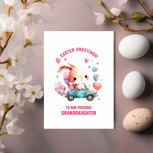 Carte Bunny en voiture Salutations de Pâques à Grand-fil