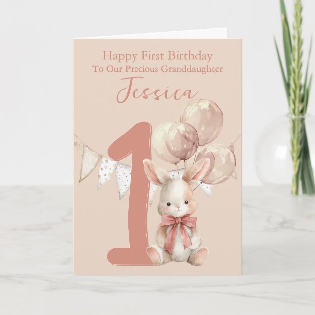 Carte Bunny First Birthday  (Devant)