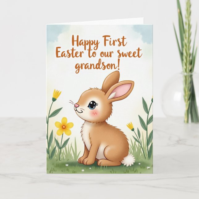 Carte Bunny Flower Easter Card (Devant)
