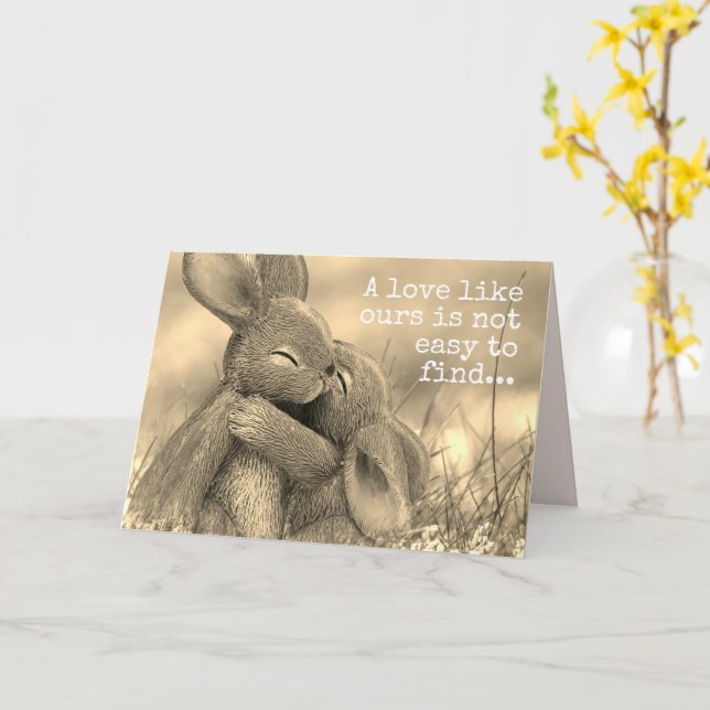 Carte Bunny Love Romantic Card pour Love One Love (Fleur jaune)