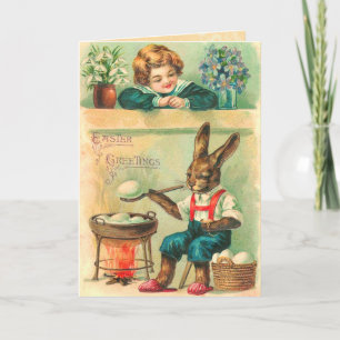 Carte Bunny Pâques vintage
