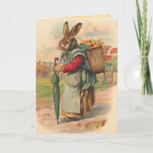 Carte Bunny Pâques vintage