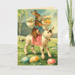 Carte Bunny Pâques vintage