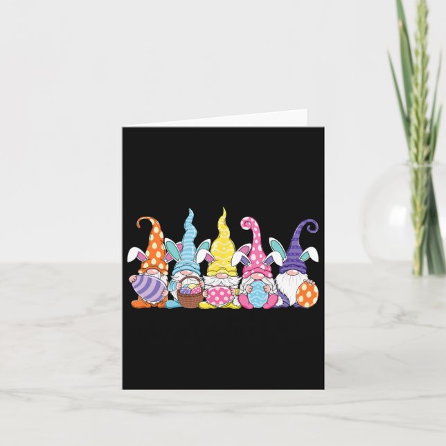 Carte Bunny Printemps de Pâques Gnome Pâques tenant l'Oe (Devant)