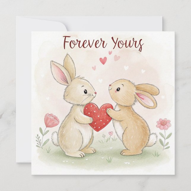 Carte Bunny romantique - Pour toujours votre (Devant)